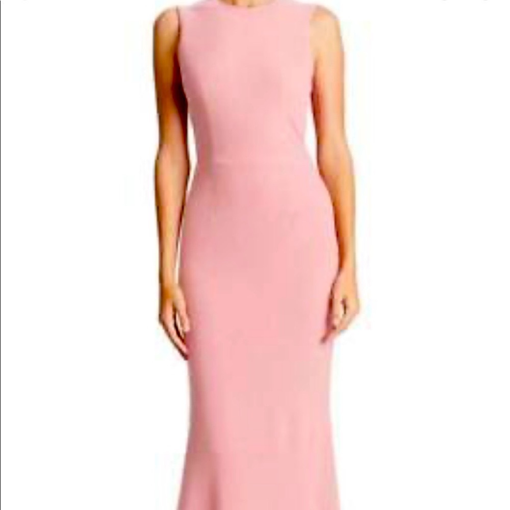 Dress the Population Women's Eve Stretch Crepe Illusion Back Mermaid Long Gown